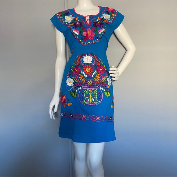 Mexicana Dresses | Embroidered Mexican Dress S/ Vestido Mexicano | Color: Blue | Size: S | Mexi_Arts's Closet Mexicana Dresses | Embroidered Mexican Dress S/ Vestido Mexicano | Color: Blue | Size: S | Mexi_Arts's Closet